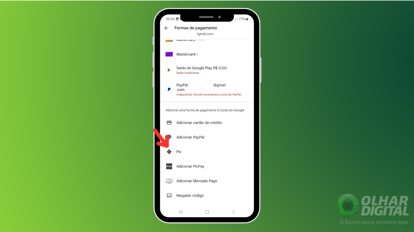Como comprar com Pix no Google Play (Imagem: Reprodução/Olhar Digital)