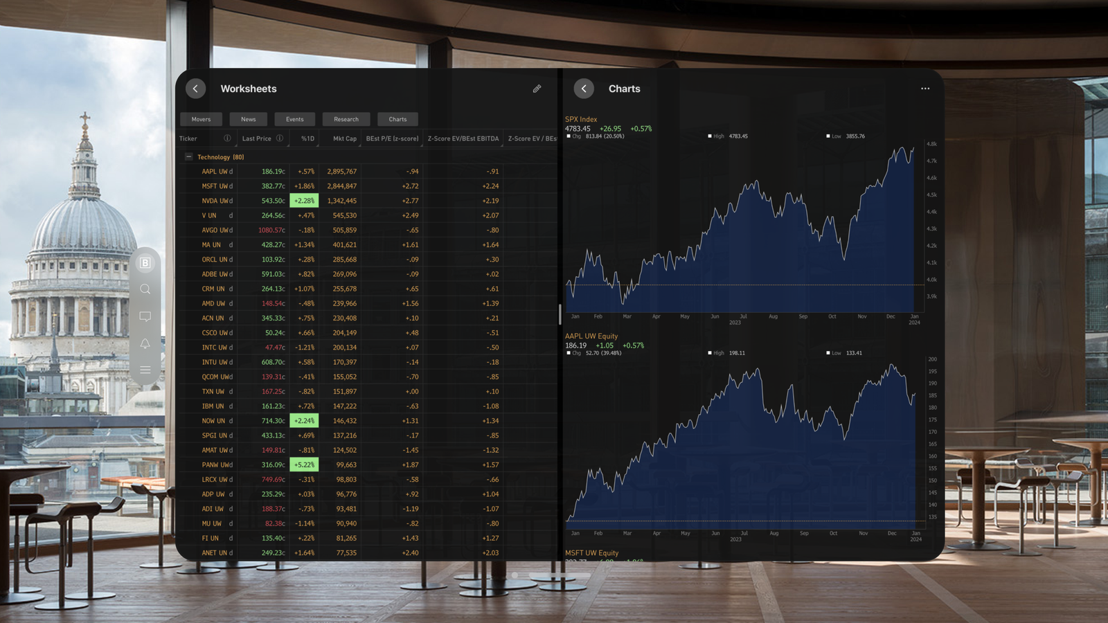 Bloomberg Pro for Vision aumenta a eficiência dos profissionais financeiros com Apple Vision Pro